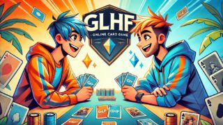 GLHFの意味を解説する記事用イラスト。オンライン対戦で使われる略語『GLHF』と対戦中のプレイヤー。