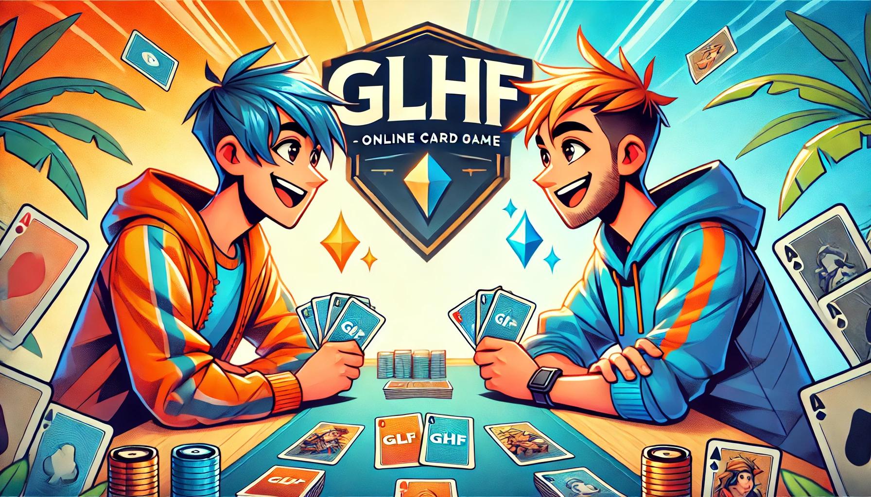 GLHFの意味を解説する記事用イラスト。オンライン対戦で使われる略語『GLHF』と対戦中のプレイヤー。